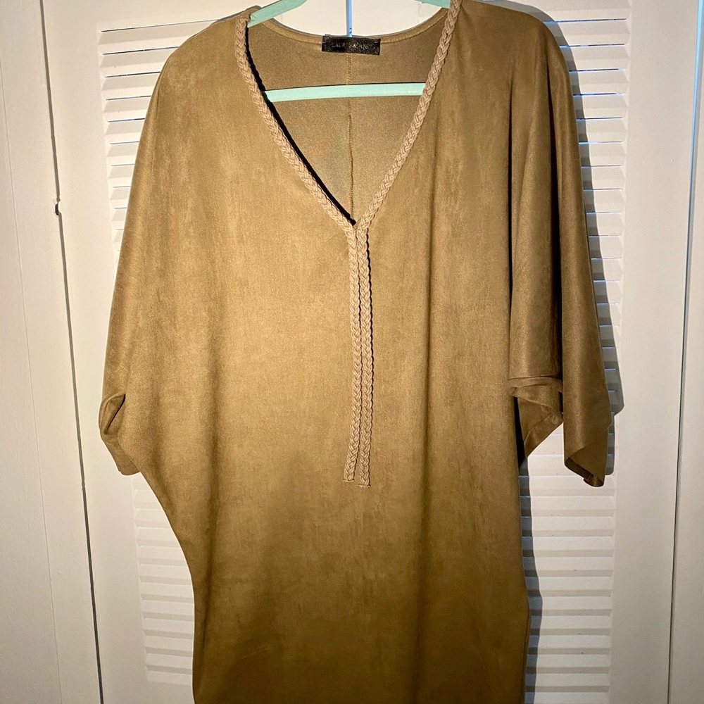 Suede Camel Mini Dress